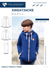 Papierschnittmuster Sweatjacke Manuc Kinder meine Herzenswelt Stoffmeisterei